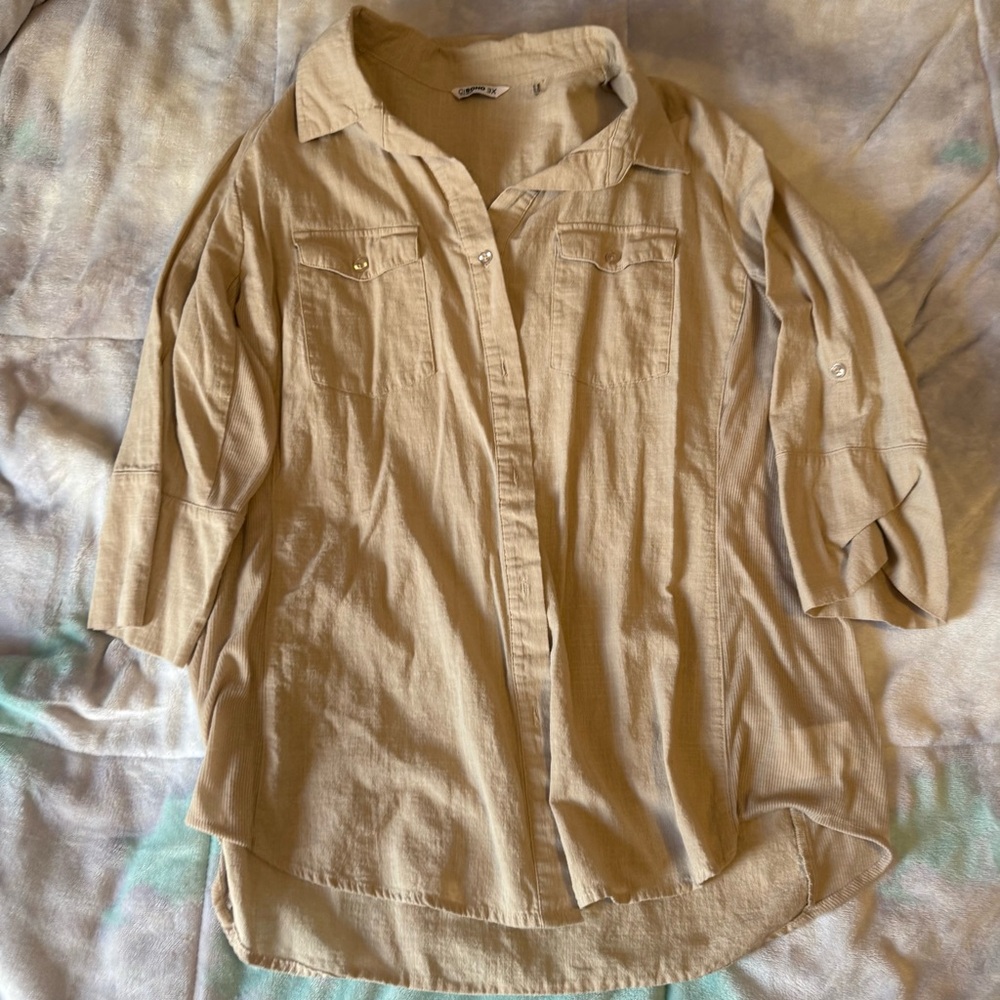 Ci Sono Light Beige Button-Up Shirt
